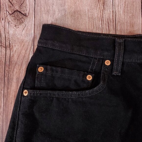 Vintage 90s Levis 550 Relaxed Fit Mens 34 Black Denim Shorts Red Tab USA Made - Picture 6 of 14